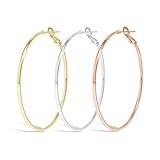 Cocadant Large Gold Hoop Earrings for Women,3 Colors Thin 70mm/2.76inch Silver Hoop Earrings Set Stainless Steel 14K Rose Gold Plated with Hypoallergenic Sterling Silver Post