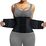 FeelinGirl Neoprene Perspiring Workout Waist Trainer Corset Trimmer Belt for Women Weight Slimming Black M