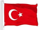 G128 Turkey Turkish Flag | 3x5 Ft | LiteWeave Pro Series Printed 150D Polyester | Country Flag, Indoor/Outdoor, Vibrant Colors, Brass Grommets, Thicker and More Durable Than 100D 75D Polyester