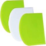 SURDOCA Dough Scraper Bench Scraper - 3P 4.7x3.7" Plastic Flexible Bowl Scraper, Sharp Edge & Angles Cake Scraper. Non-Slip Bakeware Decorating Tools Sculpting & Modeling Tools - Green+White+Green