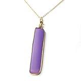 EleganceWithFlair 28 inch long Semiprecious Natural Stone Vertical Rectangle Bar Pendant Long Necklace Fashion Jewelry for women
