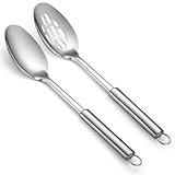 Cooking Spoons Set, ReaNea Stainless Steel Kitchen Solid Slotted Spoon, Cooking Utensils Set, Mixing, Serving, Stiring Large Spoons, Gifts for Home, Restaurant