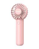 Coohea Mini Handheld Fan, Small Cute Design, 3 Powerful Speeds, USB Rechargeable Battery Operated, Personal Portable Fan with Base & Lanyard, for Eyelash Makeup Travel Beach Office Desk, Pink