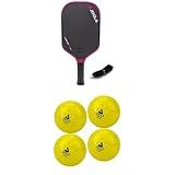 JOOLA Tyson McGuffin 3S 16mm Pickleball Paddle - Elongated Shape w/Short Handle, Charged Carbon Surface for Power & Spin, NFC Chip, USAPA Certified + JOOLA Primo Indoor/Outdoor Pickleball Balls