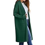 Labor Day Deals Lightning+Deals New Prime Cardigan Sweaters for Women Fall Open Front Lapel Long Coat Long Sleeve Knit Coatigan Trendy Outerwear with Pockets All Deals Green-A Medium