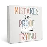 OFlich Mental Health Wooden Box - Growth Mindset Wooden Box, Self-Motivation Wooden Box 5x5 Inches, Healthy Spirituality Wooden Box Decor, Physical Therapist Gifts, Encouraging Gifts for Friends