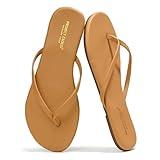 Project Cloud Flip Flops for Women - Memory Foam Flats Summer Sandals for Women 2025 - Vegan Leather Lightweight Womens Sandals Summer Beach Essentials Slides (Foundations, Tan, 8)