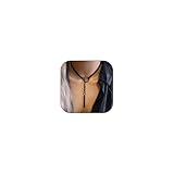 Dtexhif Heart O Ring Slip Chain Choker Necklace for Women Men Stainless Steel Cuban Chain Y-shape Necklaces Punk Rock Collar Adjustable Lariat Y Necklace Prom Necklaces Jewelry (Black bar)