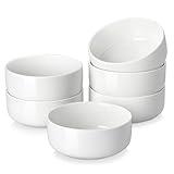 MALACASA 24 OZ Cereal Bowls, Porcelain Soup Oatmeal Bowls Set of 6, Kitchen Ceramic Serving Bowl, Dishwasher Microwave Oven Safe, White, Series LUNA