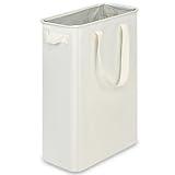 efluky Slim Laundry Basket, Narrow Laundry Hamper with Handles, Collapsible Dirty Clothes Hamper, Tall Laundry Bin for Laundry Room, Dorm and Bedroom, 12.7 Gallons(48L) Beige