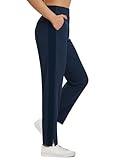 baleaf Women's Golf Pants with Pockets Stretch Travel Pants High Waist Casual Athletic Work UPF50+ Blue L