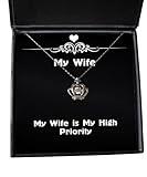 Reusable Wife Crown Pendant Necklace, My Wife is My High Priority, Present For Wife, Love Gifts From Husband, , Funny Jewelry, Funny Gifts, Funny Gift Ideas, Unique Jewelry, Unique Gifts, Handmade