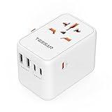 TESSAN Universal Travel Adapter Worldwide, GaN 65W International Plug Adaptor with 3 USB C 2 USB A Ports, World Power Outlet for European USA UK Australia Ireland(Type C/G/A/I)