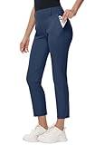 MIVEI Women's 25" Stretch Golf Pant - 7/8 Ankle Work Travel Teacher Casual Business Sweatpants with Belt Loops Zip Pockets