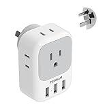 TESSAN Australia Power Plug Adapter, US to New Zealand Power Adapter with 4 American Outlets 3 USB Charger, Type I Travel Adaptor for USA to Australian, China, AU, Argentina, Fiji, Cook Islands, Samoa