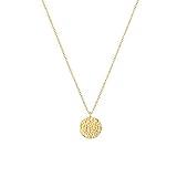 LOYATA Disc Coin Pendant Necklace,14K Gold Plated Full Moon Necklace Round Disc Coin Pendant Necklace for Women (Full Moon Gold)