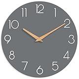 cicininc Wall Clock, Gray Silent Non-Ticking, Decorative Battery Operated Wall Clocks for Bedroom, Kitchen, Home, Office, School, Hotel (8 Inch)