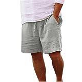 Prime of Day Deals Today 2024 Mens Big and Tall Shorts Casual Drawstring Cotton Linen Shorts with Pockets Regular Fit Stretch Work Beach Shorts Men Shorts 7 inch Inseam Gray M