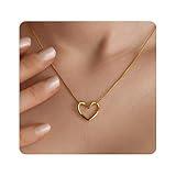 Assell Single Heart Necklace for Women 14k Gold Plated Heart Necklace Simple Heart Necklace as Unique Gifts for Women, Adjustable Length Gold Necklace For Women