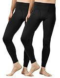 LAPASA Men's Thermal Underwear Bottom Long Johns Pants Fleece Lined Base Layer Lightweight Stretchy Cold Weather Winter Thermoflux 100 Mildly Warm M10 Large Black 2 Pack