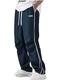ZAFUL Men's Parachute Sweatpants Y2k Baggy Track Pants Drawstring Wide Leg Casual Trousers Streetwear(1-Navy Blue, L)