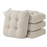 IASEAHK Chair Cushions, Foam Dining Chair Cushions, Tufted Indoor Chair Pads, Set of 4, 16.5' x 16.5' x 3.5', Beige