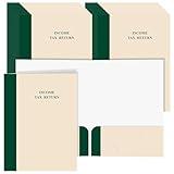 Marspark 50 Pack Tax Return Folders with Pockets 9 x 12 Inch Income Tax Return 2 Pocket Folders Green for Storing or Handling Personal and Customer