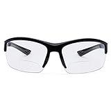 VITENZI Bifocal Safety Glasses with Readers Wrap Around Sport Magnifying Safety Reading Protective Goggles Terni in Black 1.50