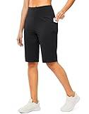 G Gradual Bermuda Shorts for Women with Pockets 12" Knee Length Women's High Waisted Stretch Long Shorts Walking Casual(Black,XL)