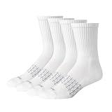 Hanes Men's Absolute Active Cushioned Crew, Moisture Wicking Socks, Seamless Toe, 4-Pack, White, 6-12