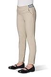 French Toast Girls' Little Pull On Skinny Fit Stretch Pants with Elastic Waist and Pockets, School Uniform for Kids, Khaki, 6