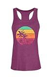 Racerback Tank Tops for Women Summer Sleeveless Round Neck Casual Graphic Tunic Shirts, Purple Coconut Sunset, XL