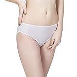 NMM Global Mulberry Silk Bikini Panties for Women, Ultra Breathable Underwear with 360 Stretch White, XL