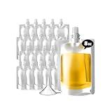 20 Pcs Plastic Flasks-Reusable 8OZ Cruise Drink Flask kit,Juice Travel Drink Bags Leak-Proof, BPA-Free for Travel Outdoor Sports, Concerts, Events(8OZ,20PCS)