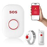 Life Alert Systems for Seniors No Monthly Fee Wi-Fi APP Elderly Alarm Call Button Caregiver Pager for 1Call Button 1Watch Button 1Receiver(Only Supports 2.4GHz Wi-Fi) (Rectangular Pager)