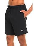 Champion Mens Swim Trunks with Mesh Liner, 7" Inseam Quick Drying Mens Bathing Suit, Board Shorts for Swimming and Beach Black