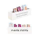 GoFika Water Flavor Packet Organizer | Drink Mix Holder | Hydration Station | 5 Slots Wood Caddy White