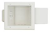 DataComm Electronics 45-0251-WH Recessed AV/HDMI Cable, In-Wall Cable Management System with Expandable TV Outlet Media Box & Dual USB Ports, White