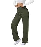 SEMARO High Waisted Casual Pants for Women Business Dress Work Office Stretchy Pants with Pockets Olive Green