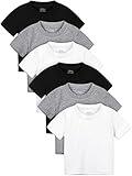 Poroka 6 Pack Baby Toddler Boys Solid Short-Sleeve Tee Shirts Infant Cotton T-Shirt with Crew Neck for Toddlers 6 Months-3T
