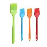 4PCS Silicone Basting Pastry Brush, MONGSEW Heat Resistant Food Brush Spread Oil Butter Sauce for BBQ Grill Baking Kitchen Cooking, BPA Free, Dishwasher Safe (Multicolor, 4 Pcs)