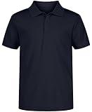Nautica Boys' School Uniform Short Sleeve Polo Shirt, Button Closure, Moisture Wicking Performance Material, Navy, 8