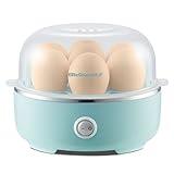 Elite Gourmet EGC115M Easy Egg Cooker Electric 7-Egg Capacity, Soft, Medium, Hard-Boiled Egg Cooker with Auto Shut-Off, Measuring Cup Included, BPA Free, Retro Mint