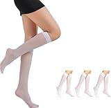 wmm Women Sheer Knee High Stockings 20 Denier (3PCS One Size, White)