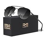 LUENX Aviator Sunglasses for Mens Womens Polarized Driving Eyewear Gradient Black Lens Metal Black Frame 60mm UV400 Protection Classic Style