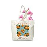 TCHOND Oranges Canvas Tote Bag, Fruit Market Grocery Bag, Farmers Market Tote, Orange Beach Bag Gifts For Women Oranges Lovers Friends Family, Funny Spring Summer Party Reusable Shopping Bag, 05