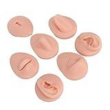 Piercing Practice Body Parts, Nose Tongue Model, 3D Flexible Simulation Ear Model Body Piercing Practice Model Silicone Body Parts for Novice (Light Skin Color)