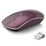 JOYACCESS J Wireless Mouse for Laptop, 2.4G Slim Wireless Silent Mouse, Portable Wireless Computer Mouse, 3200 DPI, USB Wireless Mouse for Desktop, Notebook, Chromebook, PC (Wine Red)