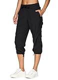 RBX Active Capri Pants for Women Joggers Stretch Lightweight Women’s Casual Pant Jet Black M