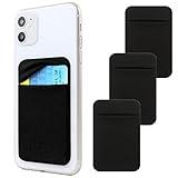 Fulgamo 3Pack Adhesive Phone Pocket,Cell Phone Stick On Card Wallet,Credit Cards/ID Card Holder(Double Secure) with Self Sticker for Back of iPhone,Android and All Smartphones. (Black)